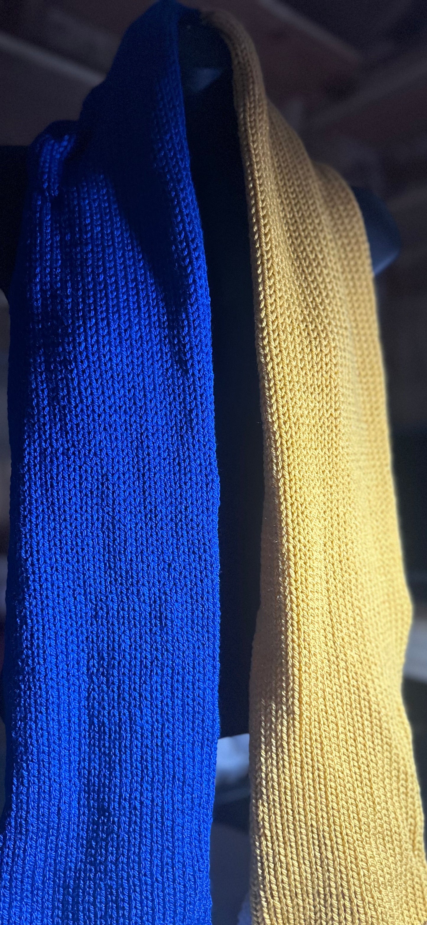 Large Blue and Gold Split Scarf