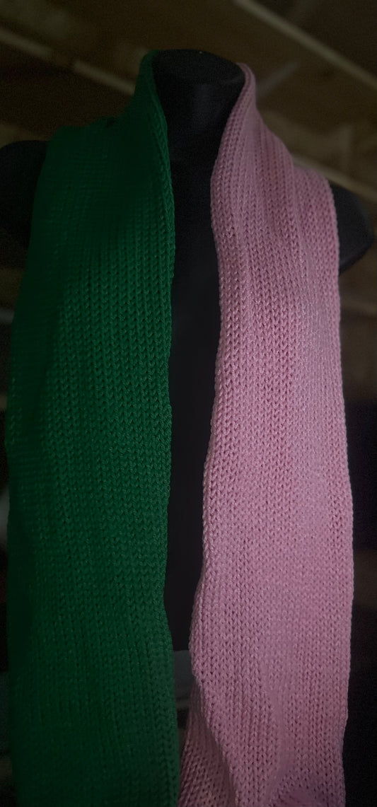 Large Pink and Green Split Scarf