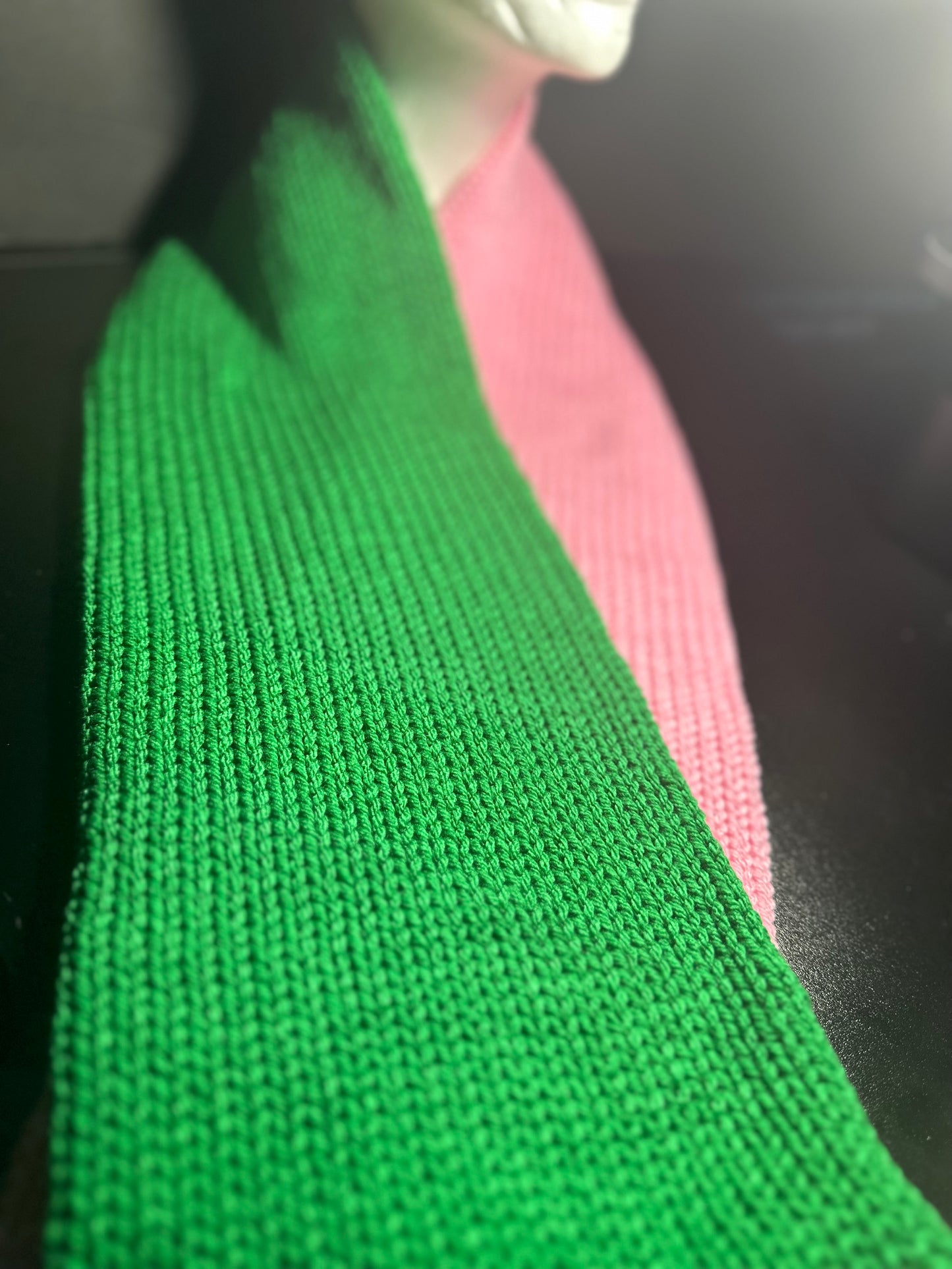 Pink/Green Knitted Scarf