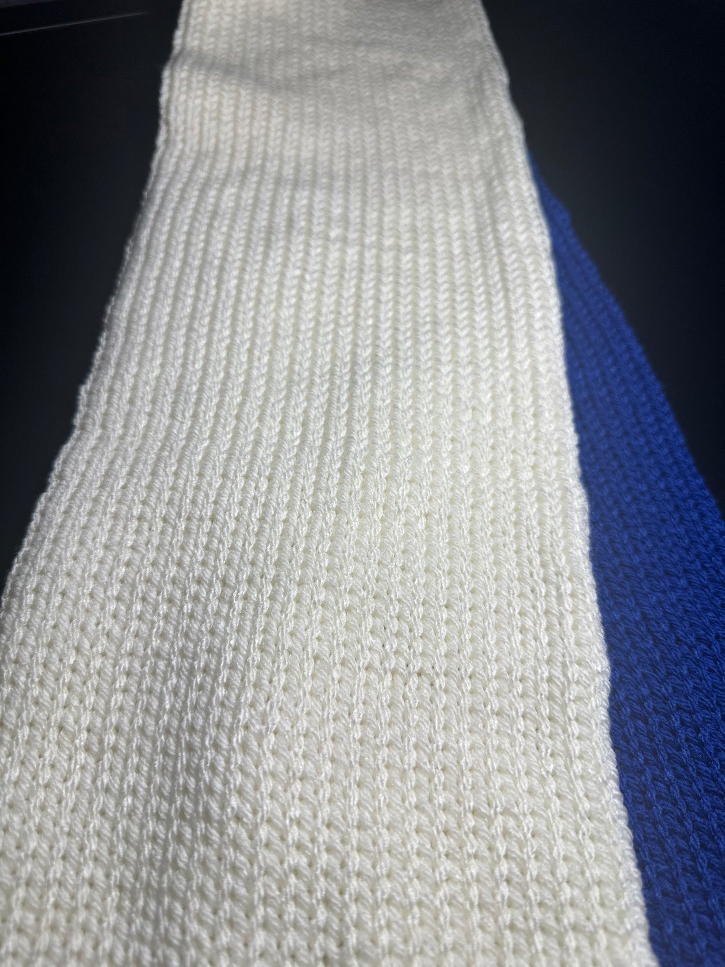 Royal Blue/Ivory Knitted Scarf