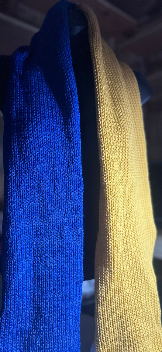 Large Blue and Gold Split Scarf