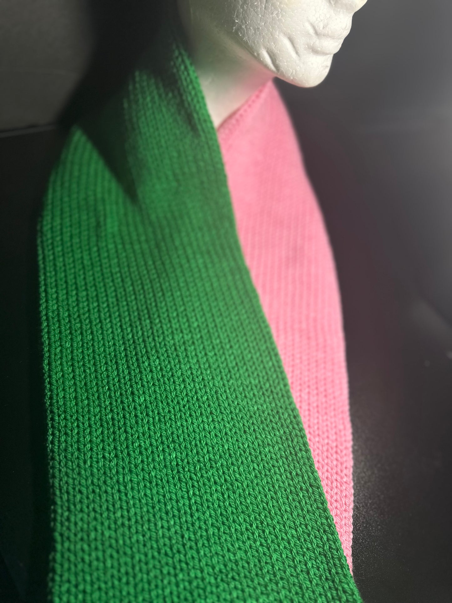 Pink/Green Knitted Scarf