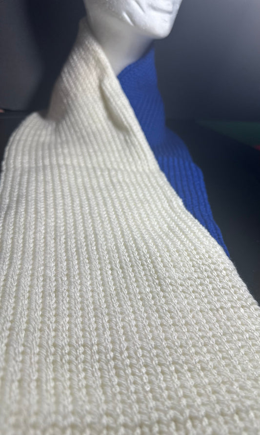 Royal Blue/Ivory Knitted Scarf