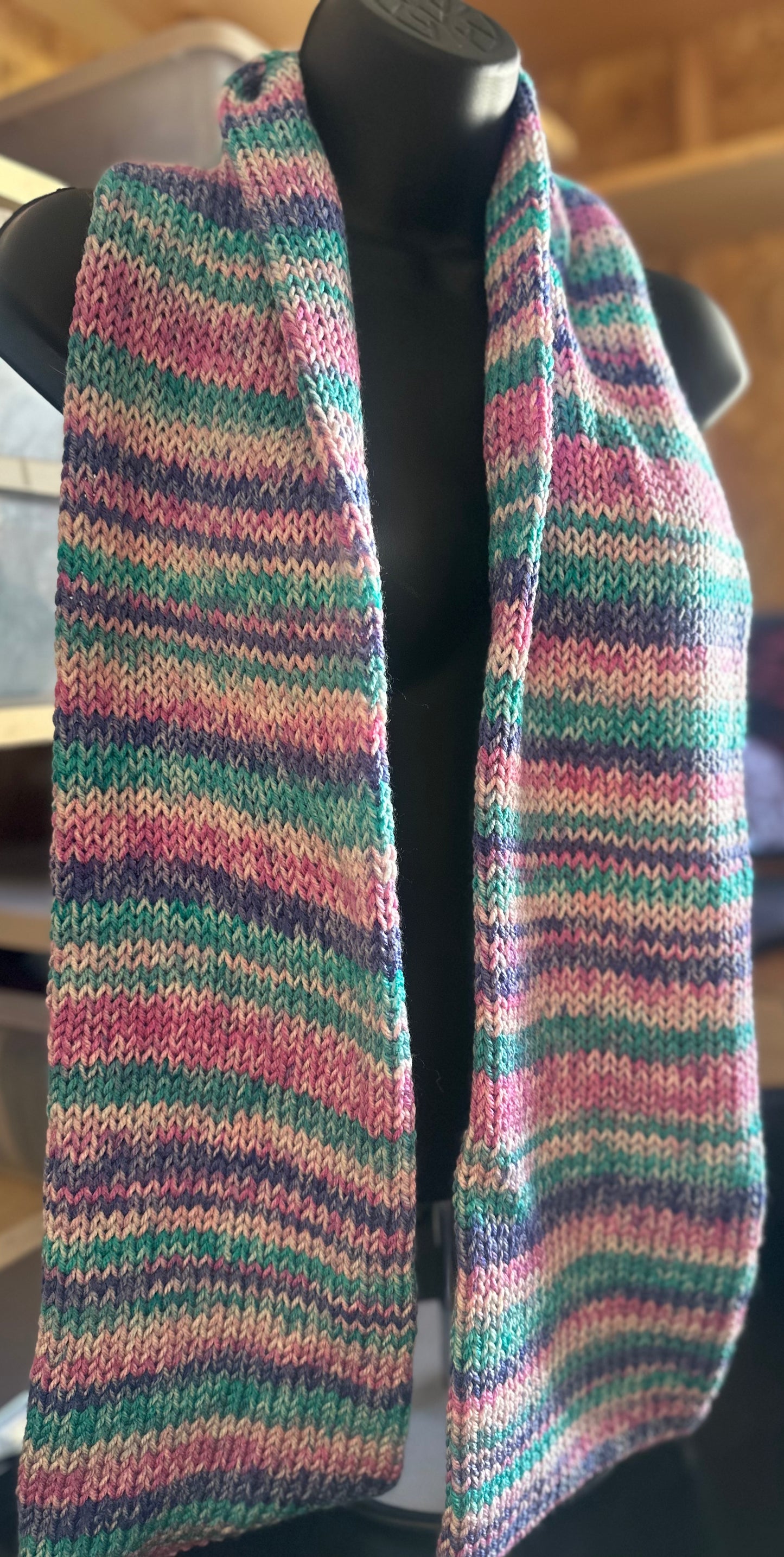 Pink/Teal/Purple Knitted Scarf